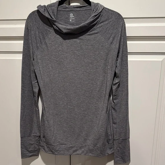 GapFit Gray Hooded Long Sleeve Top - Picture 1 of 3